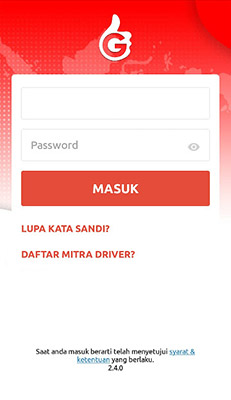 Menu Daftar Driver GET Indonesia