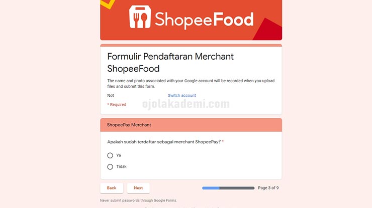 formulir pendaftaran shopee food 1